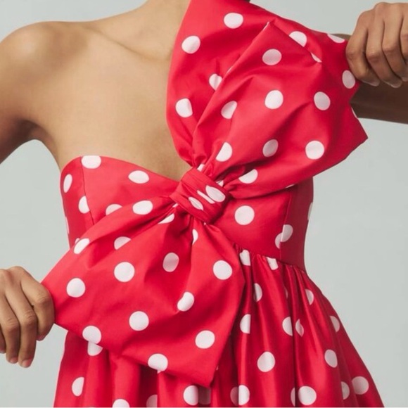 Anthropology Atsu Sally Bow polka dot midi dress Sz M nwot (20box) - Picture 3 of 7